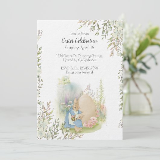 Pasen Peter Rabbit Uitnodiging (Staand voorkant)