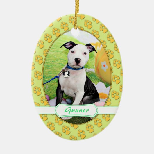 Pasen - Pitbull - Gunner Keramisch Ornament (Voorkant)