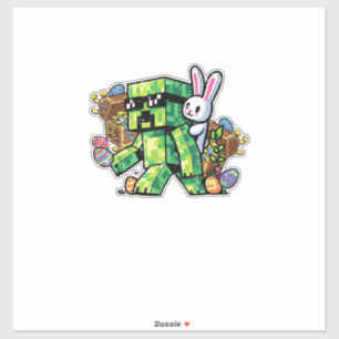 Pasen Pixel Gamer Konijn Gaming Peuter Jongens Kin Sticker