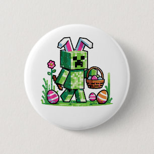 Pasen Pixel Gaming Konijn Eieren Jagen Ronde Button 5,7 Cm
