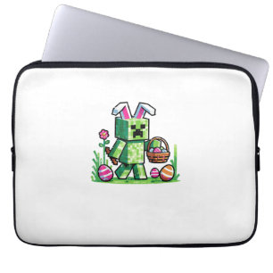 Pasen Pixel Gaming Konijn Eierenjacht Jongens Kind Laptop Sleeve
