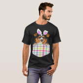 Pasen Plaid Shetland Sheepdog Konijnenhond in zak T-shirt (Voorkant volledig)