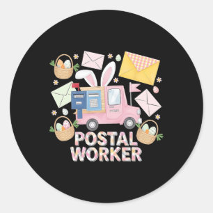 Pasen Postbode Konijn Postmedewerker Schattig Post Ronde Sticker