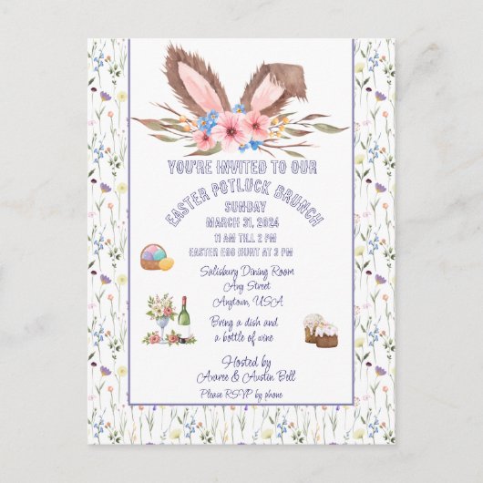 Pasen Potluck Brunch Uitnodiging (Voorkant)