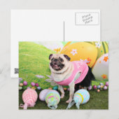 Pasen - Pug -Hannah Feestdagenkaart (Voorkant / Achterkant)