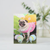 Pasen - Pug -Hannah Feestdagenkaart (Staand voorkant)