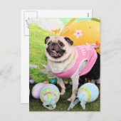 Pasen - Pug -Hannah Feestdagenkaart (Voorkant / Achterkant)