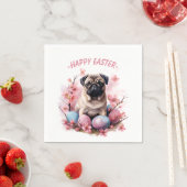 Pasen Pug Hond - Eieren en Bloemen - Servet (Insitu)