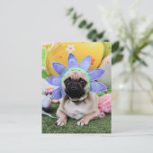 Pasen - Pug - Louie Feestdagenkaart (Staand voorkant)