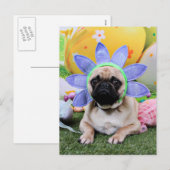 Pasen - Pug - Louie Feestdagenkaart (Voorkant / Achterkant)