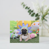 Pasen - Pug - Louie Feestdagenkaart (Staand voorkant)