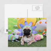 Pasen - Pug - Louie Feestdagenkaart (Voorkant / Achterkant)