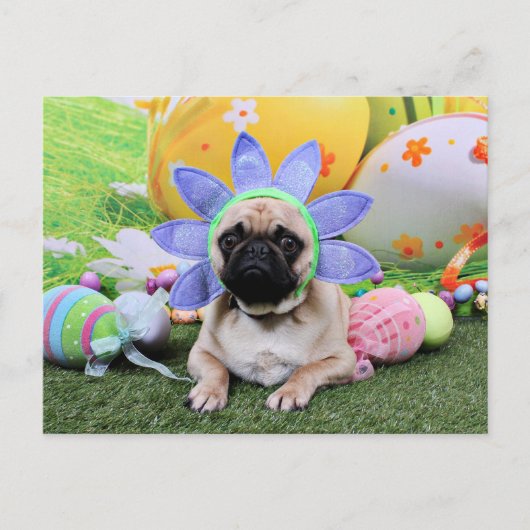 Pasen - Pug - Louie Feestdagenkaart (Voorkant)