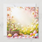 Pasen Pug met Konijnenoren Feestdagenkaart (Achterkant)