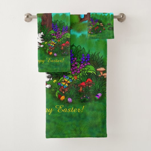 Pasen - Puppy Capo en Butterfly Bad Handdoek (Insitu)