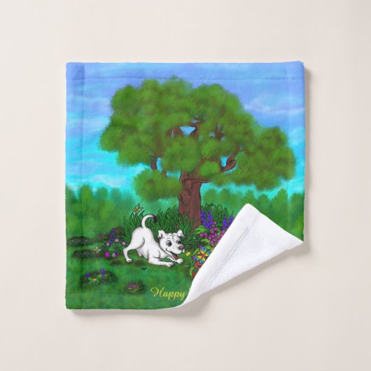 Pasen - Puppy Capo en Butterfly Bad Handdoek (Wasdoekje)