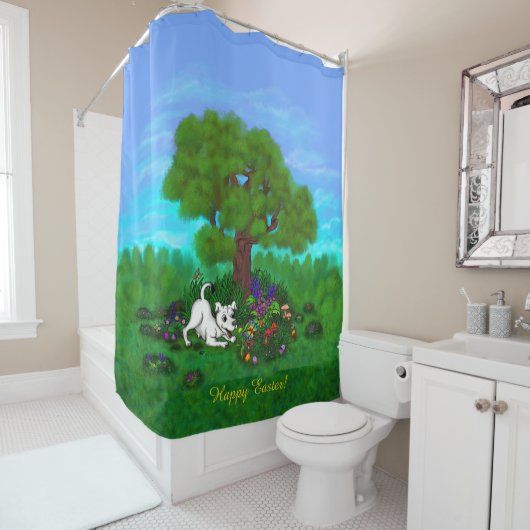 Pasen - Puppy Capo en Butterfly Douchegordijn (In situ)
