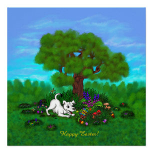 Pasen - Puppy Capo en Butterfly Perfect Poster