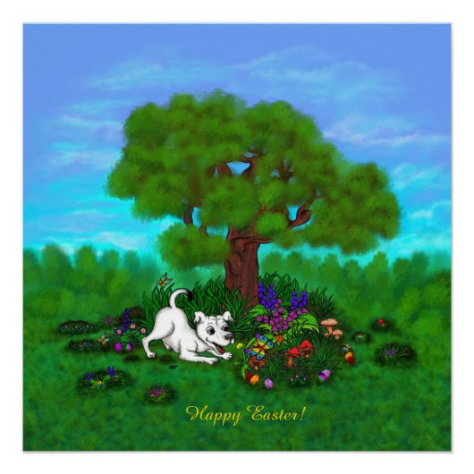 Pasen - Puppy Capo en Butterfly Perfect Poster (Voorkant)