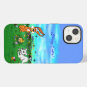 Pasen - Puppy Capo met Konijn en Kuiken iPhone Hoesje (Achterkant horizontaal)