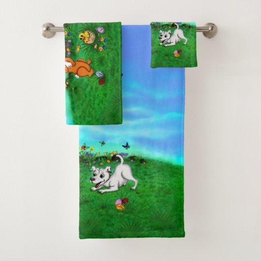 Pasen - Puppy Capo Rabbit en Chick Bad Handdoek (Insitu)