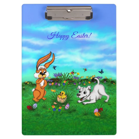 Pasen - Puppy Capo Rabbit en Chick Klembord (Voorkant)