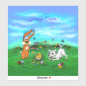 Pasen - Puppy Capo Rabbit en Chick Sticker (Vel)