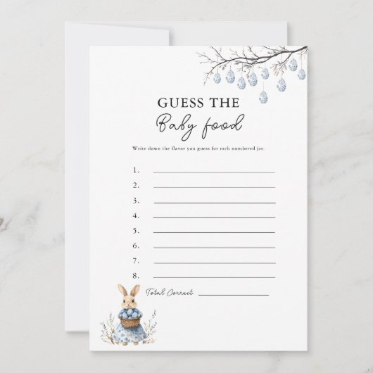 Pasen Raad de Baby Food Baby shower Game Kaart (Voorkant)