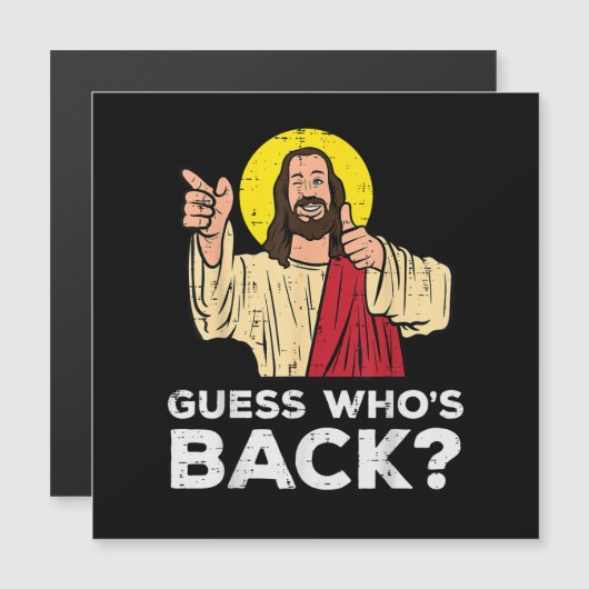 Pasen Raad eens wie terug is Jezus Grappig Religie (Voorkant / Achterkant)