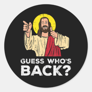Pasen Raad Wie Is Terug Jezus Grappig Religieus Ronde Sticker