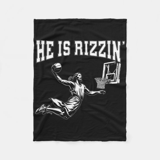 Pasen Religie Grappig Basketbal Jezus Meme Hij Is Fleece Deken (Voorkant)