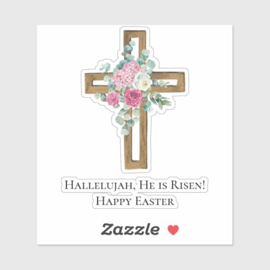 Pasen Religies Hij is Risen Wood Cross Floral Sticker (Vel)