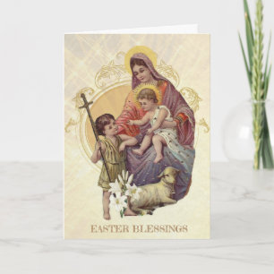 Pasen Religieuze Maagd Mary Jesus John Baptist Feestdagen Kaart