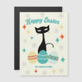 Pasen Retro Atomic Mid Century Cat kaart (Voorkant / Achterkant)