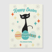 Pasen Retro Atomic Mid Century Cat kaart (Voorkant)