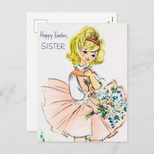 Pasen retro vintage zuster ansichtkaart feestdagenkaart (Voorkant / Achterkant)