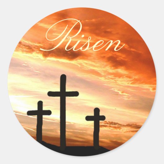 Pasen Risen Ronde Sticker (Voorkant)