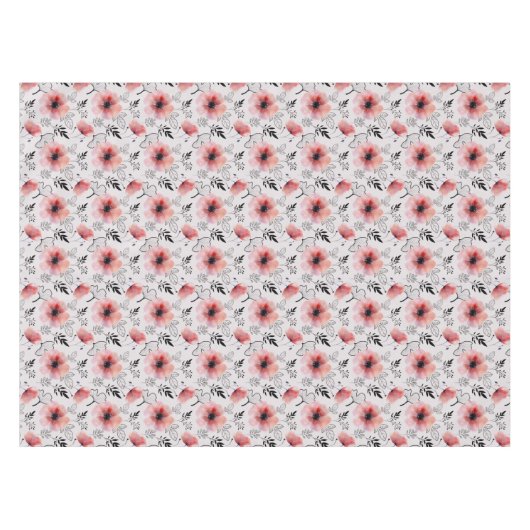 Pasen Rood en Grijs Bloemen Tafelkleed (Voorkant (Horizontaal))