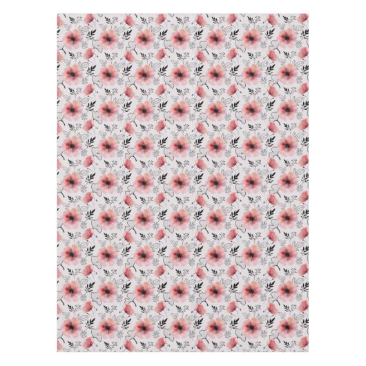 Pasen Rood en Grijs Bloemen Tafelkleed (Voorkant)