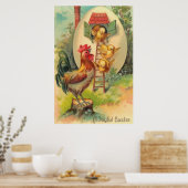 Pasen Rooster Chick Egg Birdhouse Poster (Keuken)
