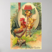 Pasen Rooster Chick Egg Birdhouse Poster (Voorkant)