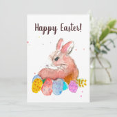 Pasen Rooster Cute Bunny Rabbit Message Kaart (Staand voorkant)