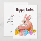 Pasen Rooster Cute Bunny Rabbit Message Kaart (Voorkant / Achterkant)