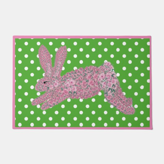 Pasen Roze Rozen Konijnenkonijn Deurmat (Voorkant)