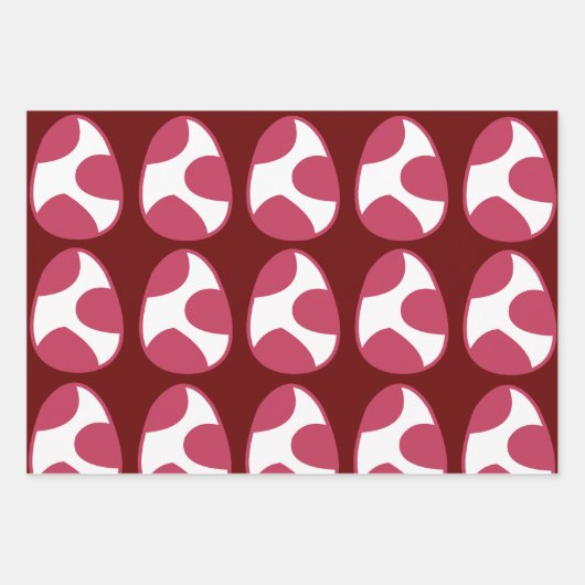 Pasen Roze Witte Paaseieren Gelukkig Pasen Inpakpapier Vel (Voorkant 3)