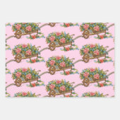 Pasen Rozen Konijn en Wielbarrow Inpakpapier Vel (Voorkant 2)