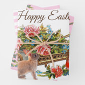 Pasen Rozen Konijn en Wielbarrow Inpakpapier Vel (In situ)