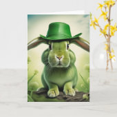 Pasen/Saint Patrick's Day Bunny Kaart (Gele Bloem)