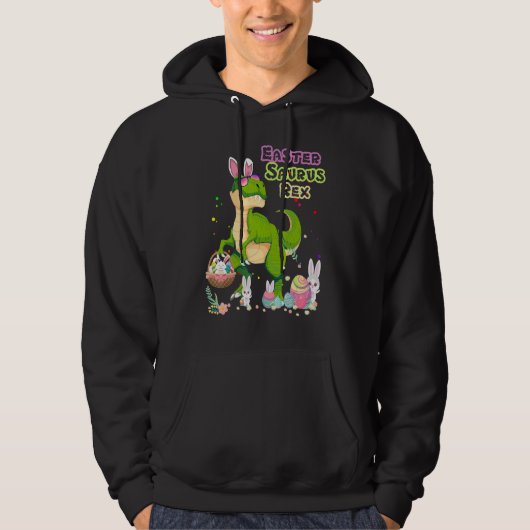Pasen Saurus Rex Dinosaur T Rex Bunny Basket Eggs Hoodie (Voorkant)