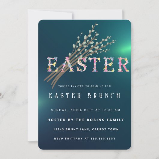 Pasen Schattige Bloemen Uitnodiging (Voorkant)